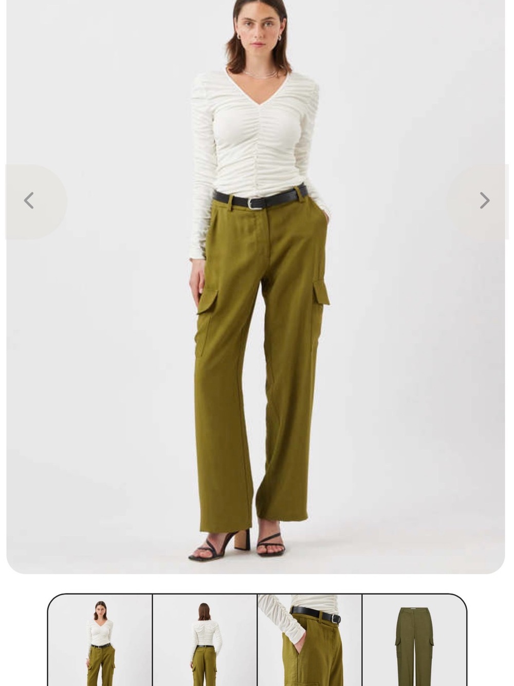 Minimum Olive Cargo Wide-Leg Pants - Green